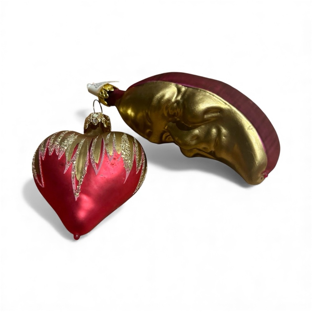 Pair of Vintage German Made Glass Ornaments